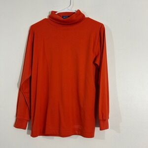 Flying Colors Womens Orange Turtleneck Long Sleeve Top Casual Pullover‎